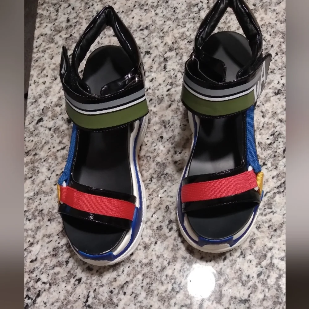 Bold Multicolor Platform Sandals - Picture 2 of 9